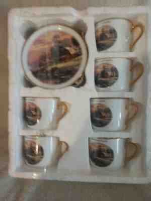 THOMAS KINKADE CUP SAUCER COLLECTOR PLATES SET OF SIX