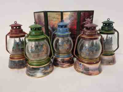 Thomas Kinkade Set of 5 Peaceful Retreats Musical box Lantern Collection