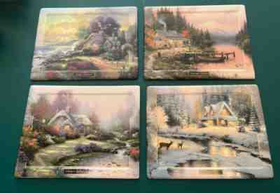 Thomas KinKade SET OF 4 SEASONS OF REFLECTION Ceramic Wall Plate Plaque LIMITED