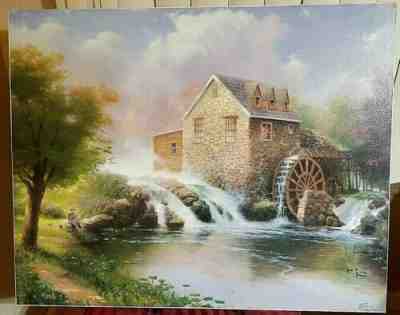 THOMAS KINKADE BLESSINGS OF SUMMER OIL ON CANVAS LITHO 24