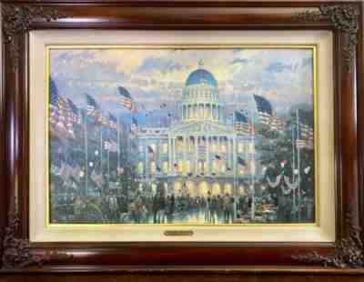 Thomas Kinkade, Flags Over the Capitol, Oil Painting, Very Good Condition