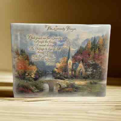 VTG Thomas Kinkade THE MOUNTAIN CHAPEL Plaque Plate Shows THE SERENITY PRAYER