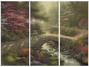 Thomas Kinkade Bridge of Faith 36 x 48 Triptych Giclee Canvas Prints