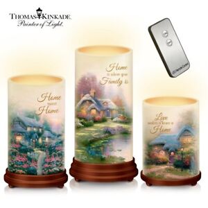 Bradford Exchange Thomas Kinkade The Light Of Home 3 Flameless Wax Candle Set 6