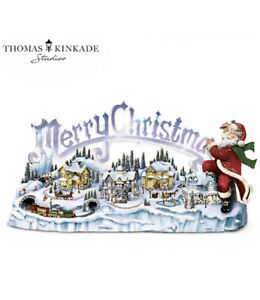Bradford Thomas Kinkade Santas Inspiration Village Lights Music Train Motion 17"