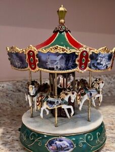 Thomas Kinkade Victorian Carousel Heirloom Porcelain Music Player Electric