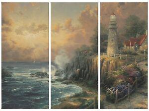 Thomas Kinkade The Light of Peace 36 x 48 Triptych Giclee Canvas Prints