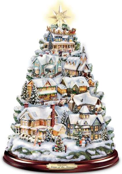 Thomas Kinkade Songs of The Season Illuminated Musical Tabletop Tree