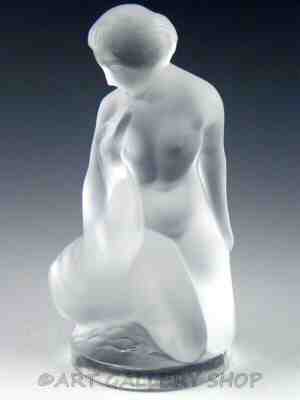 Lalique France Crystal Figurine NUDE LADY WOMAN GIRL LEDA & GOOSE