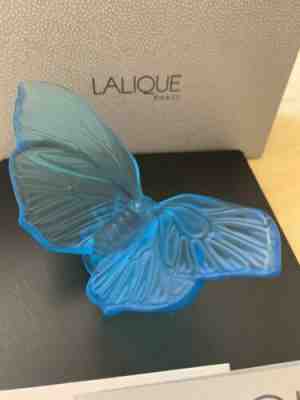 LALIQUE FRANCE SIGNED BLUE AURORE LARGE 4 3/4