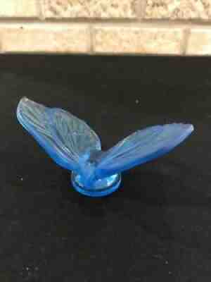 Lalique France Crystal Butterfly Papillion Aurore Blue Signed Cat No 10421000