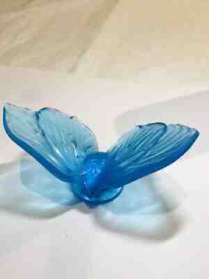 AUTHENTIC SIGNED LALIQUE BLUE AURORE BUTTERFLY