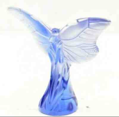 Lalique France Crystal Butterfly Aurore Blue Signed Figurine Statue Sculpture