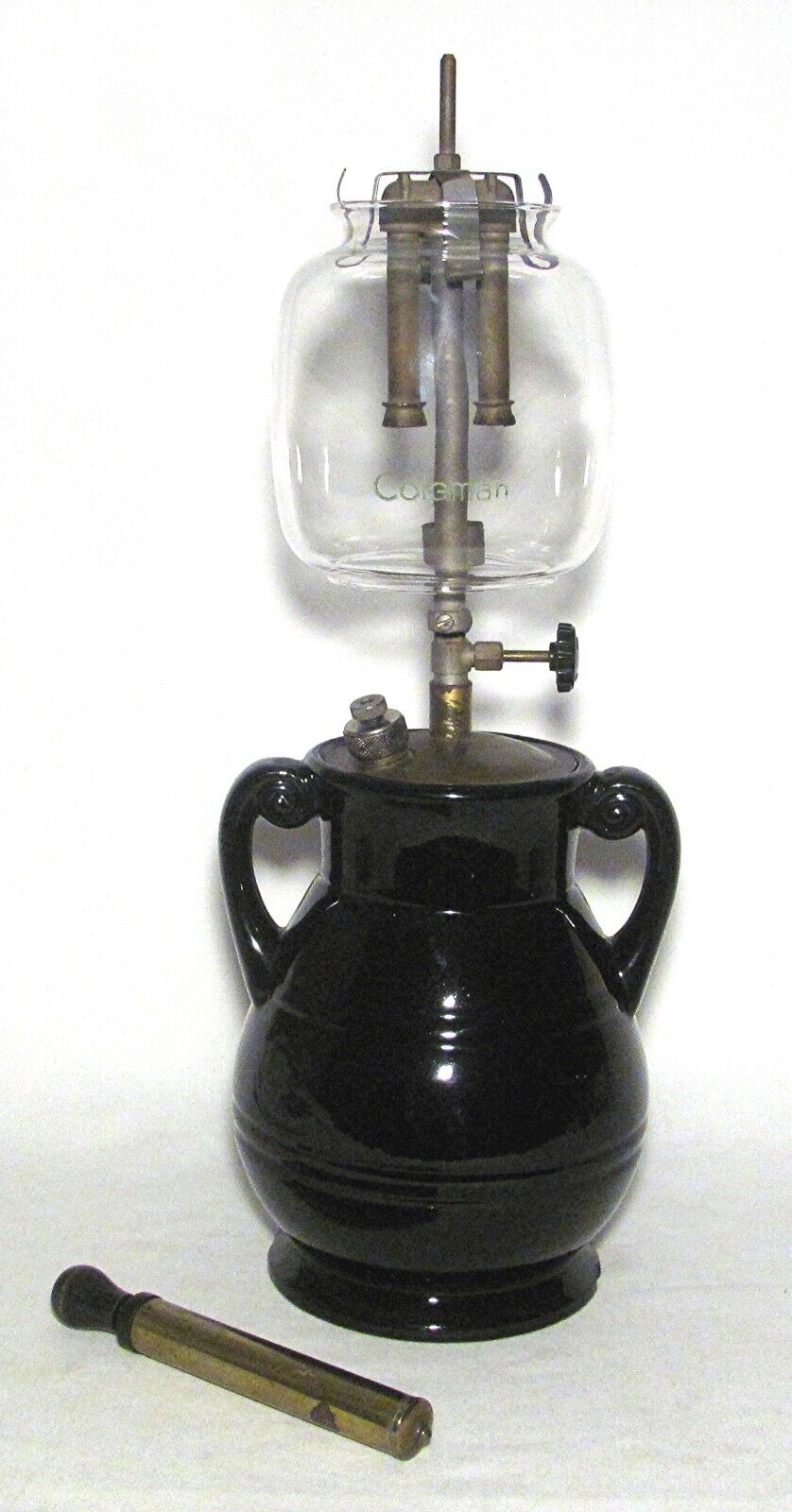Coleman Lantern Co. - Black Pottery Vase Lamp - Model No. 150K - Kerosene