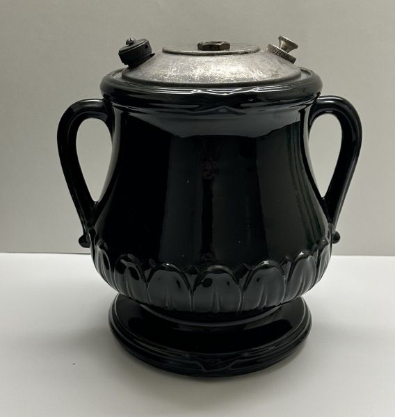 Coleman Model 151B Triple Lite Gloss Black Pottery Vase Lamp with Everdur fount