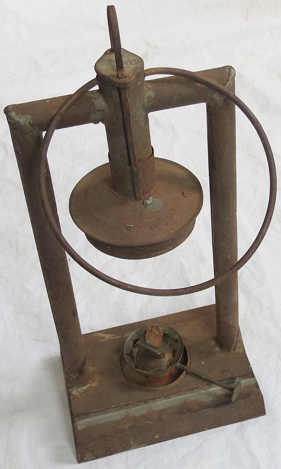 Early Finger Lift Tubular Lantern Maker Unknown Oblong Font Vtg Old Antique