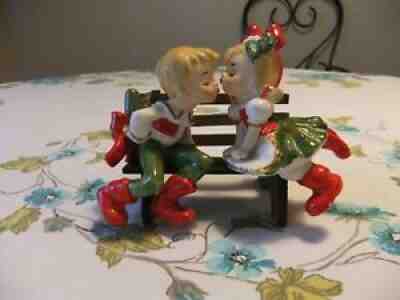 Vintage Lefton Christmas Kissing Kids