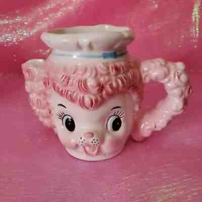 Vintage Lefton Pink Poodle Chef Creamer