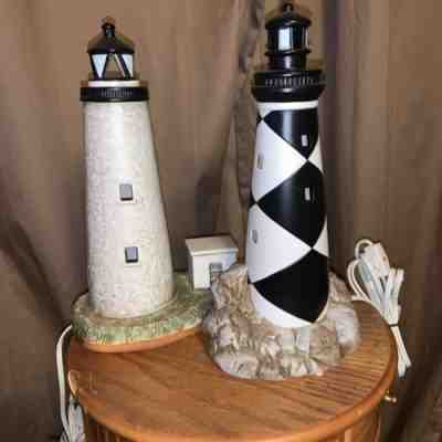 Vintage Lighthouse LAMPS Geo. Z Lefton Historic OCRACOKE â??93 &CAPE LOOKOUT â??91