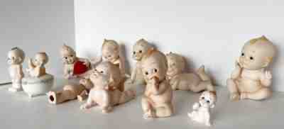Vintage Porcelain Kewpie Cupie Figurine Lot Cupid Doll Trinket Box Japan Lefton