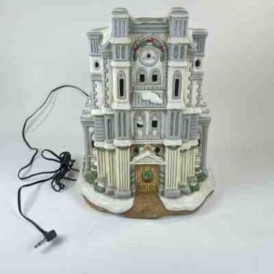 1992 Lefton Colonial Village Byron Wood Light Up Lighthouse With Windmill. Works