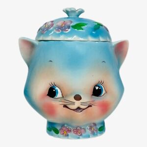 Vintage Lefton Chase Japan Blue Cat Anthropomorphic Cookie Jar Kitsch Miss Priss