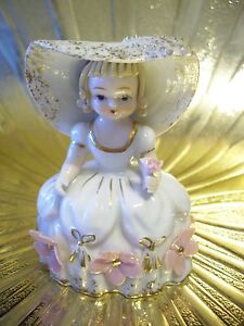 Very RARE Vintage Lefton Mary Quite Contrary Storybook Pink Girl Figurine