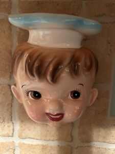Vintage PY Lefton Ucagco Chef Boy Wall Pocket Wallpocket Cookie Jar Match
