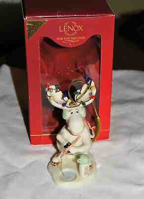 Lenox 2010 Marcel Moose Ornament -  Merry Moose Fishing with box