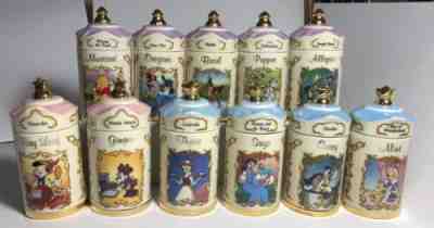 Lenox 1995 Walt Disney Spice Jar Collection -Lot Of 11