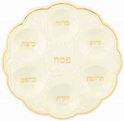 Lenox Judaic Blessings Seder Passover Plate Platter Jewish Hebrew Ivory Gift NEW