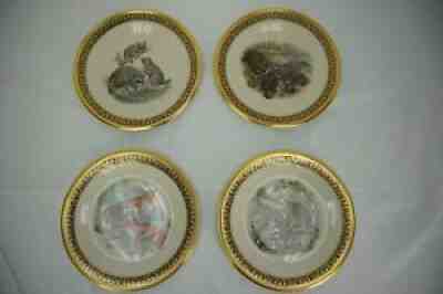 Lenox Boehm Woodland Wildlife 4 Plate Set ~ Red Foxes, Raccoons, Beaver, Rabbits
