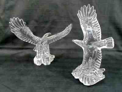 VTG LENOX CRYSTAL LOT 2 BALD EAGLE FIGURINE SCULPTURE 1993 1995 MAJESTIC SOARING