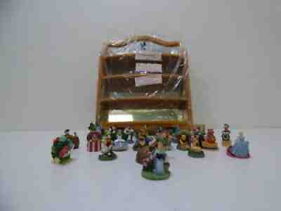 Disney Lenox Magic Thimble Collection w/ 21 Characters Wood Shelf Mirror Display