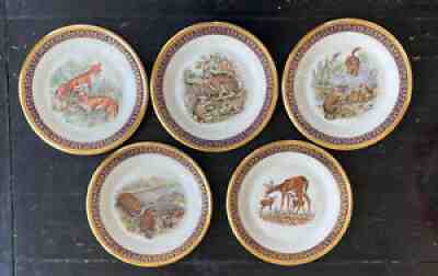 Set Of 5 Lenox Woodland Wildlife by Boehm Plate 1974 - 1978 Mint