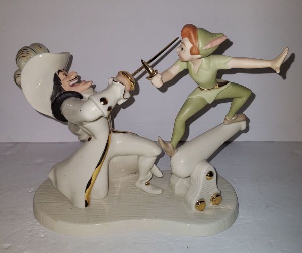 Captain Hook Peter Pan Fighting Disney sculpture 8” Let’s Have At It Lenox Boxed