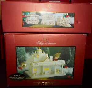 Lenox Mistletoe Park Village Treasures Train And Train Station Both MIB