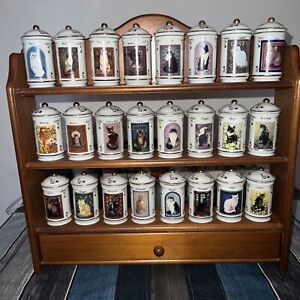 1995 Lenox Cats of Distinction Spice Jar Collection Complete Rack/Drawer 24 Jars