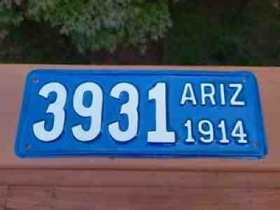 RARE AUTHENTIC 1914 ARIZONA LICENSE PLATE REPAINTED