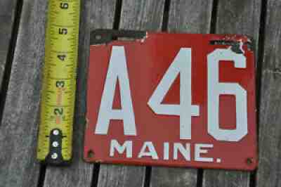 RARE 1905 05 MAINE ME MOTORCYCLE PORCELAIN LICENSE PLATE TAG A 46 FIRST ISSUE