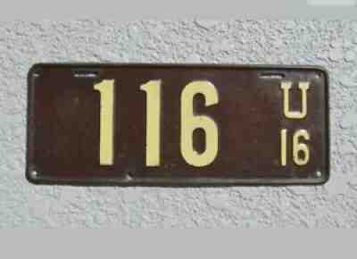 1916 Utah License Plate Original Paint Very High Quality