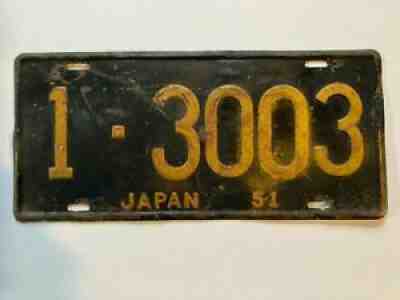 1951 US Forces in Japan License Plate Occupation Korean War Era ALL ORIGINAL