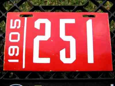 1905 Philadelphia Pennsylvania license plate porcelain white on red ULTRA RARE!
