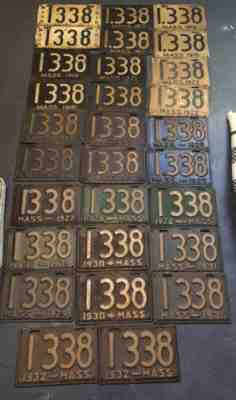 vintage massachusetts license plate lot! same low number! pairs! 1928 cod fish!
