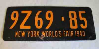 Vintage Masonite Movie Studios Prop 1940 New York Worlds Fair License Plate
