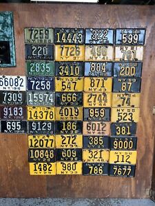 Vintage New York motorcycle license plate collection