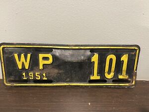 Waltham Police Antique Vintage Motorcycle License Plate Massachusetts  1951