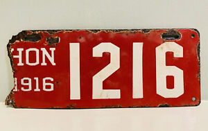 1916 Honolulu Hawaii Porcelain License Plate 1216 All Original ALPCA CONSIGNMENT