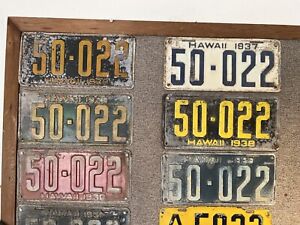 Hawaii License Plate Same Number Run from 1928 - 1976 (except 1934) Oahu