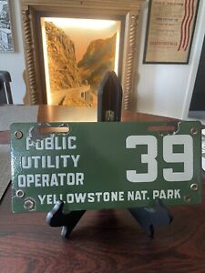 1921 Yellowstone National Park Public Utility Operator Porcelain License Plate